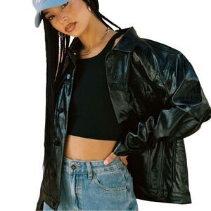 Princess Polly Faux Leather Vegan Crocodile Pattern Moto Jacket‎ -- XS/S